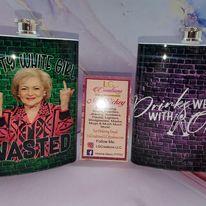 8oz Betty White Wasted & Drinks Well With Others Flask